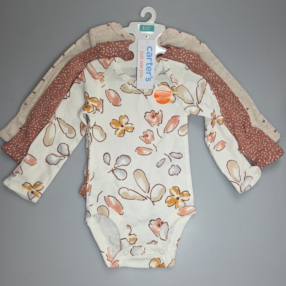 Carter's Just One You Baby Girls' Size 3 Months‎ Long Sleeve Bodysuits 3pk